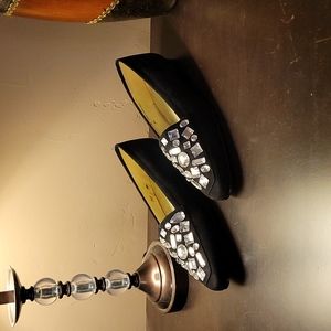 Bandolino Spectra Black Suede Clear Stones size 8 AA